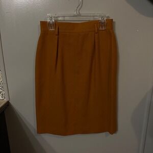 Jones New York Wool Mustard Yellow Pencil Skirt‎ Pleated Front (Women's 12)